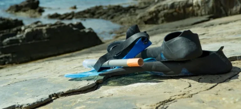 Snorkel and fins on the beach