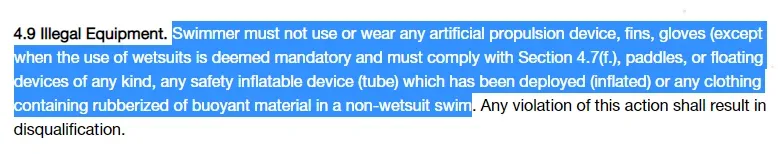 USAT rules on using a snorkel in a triathlon race